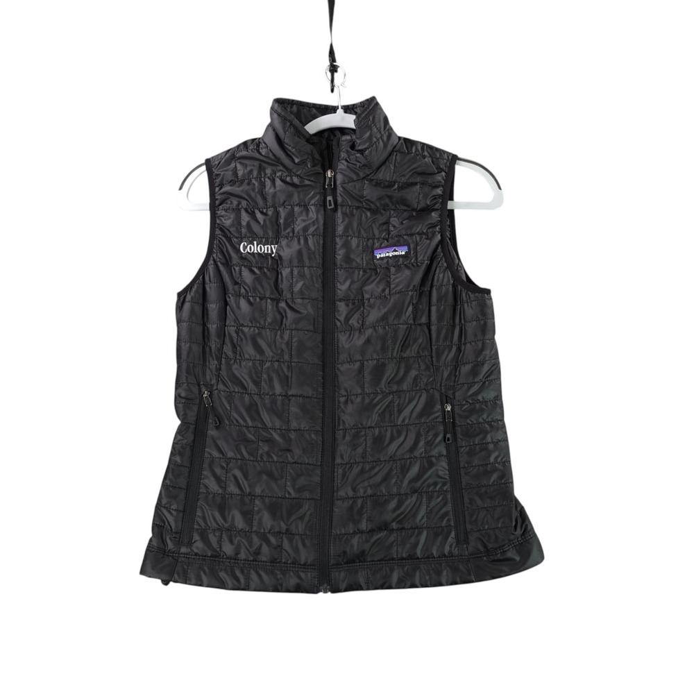 Patagonia Nano Puff Vest Womens S Black Primaloft Quilted Puffer Full Zip 84246